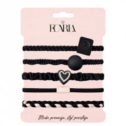 ECARLA Zestaw frotek gumek 5w1 na plakietce Czarne serce Smile GUM185CZ