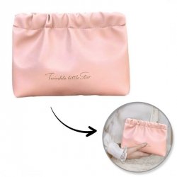 ECARLA Kosmetyczka, saszetka na kosmetyki, wkładki, ekoskóra rozm M Różowa KS145R