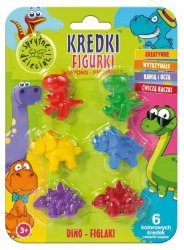 SPRYTNE DZIECIAKI Kolorowe Kredki Figurki - Dino Figlaki 1op.-6szt