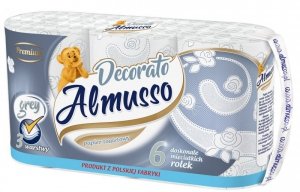 ALMUSSO Decorato Papier toaletowy 3-warstowy Biało-szary 1 op. - 6 szt. 
