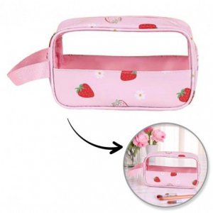 ECARLA Kosmetyczka jednokomorowa przenośna - Truskawki rozmiar S 22x7x13cm KS149 