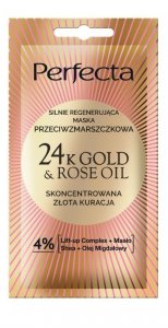 PERFECTA 24K Gold&Rose Oil Maska do twarzy silnie regenerująca przeciwzmarszczkowa 8 ml 