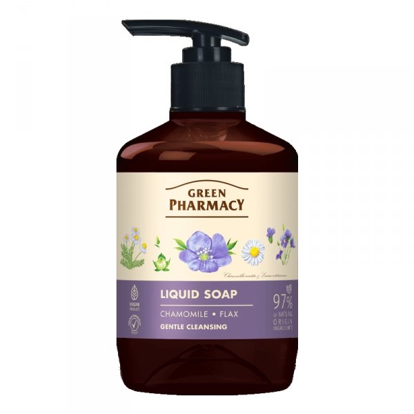 GREEN PHARMACY Mydło w płynie Rumianek + Olej lniany 460 ml