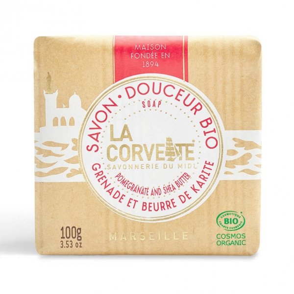 Pomegranate Fruit &amp; Shea Butter BIO Organic Soap, La Corvette, 100g