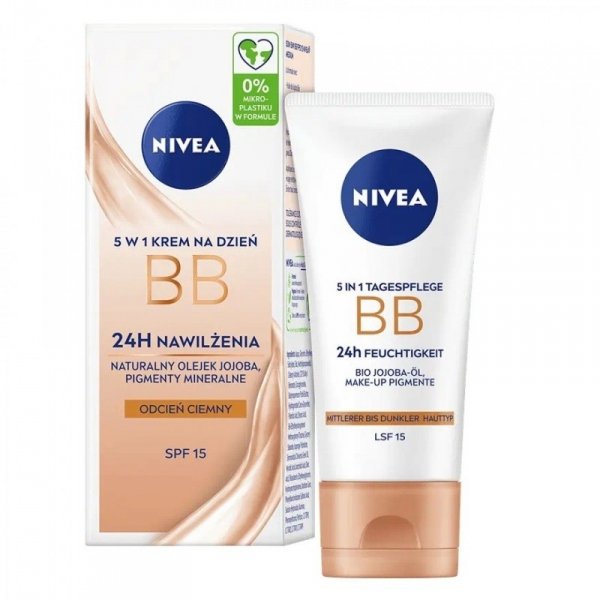 NIVEA 24H Nawilżenia Krem BB 5w1 na dzień - odcień ciemny 50 ml