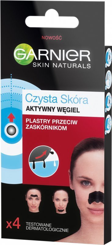 Garnier Skin Naturals Czysta Skóra Aktywny Węgiel Plastry przeciw zaskórnikom 1op.-4szt