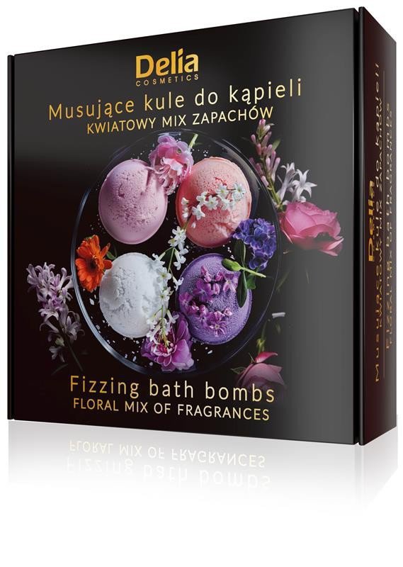 DELIA Musujące kule do kąpieli - Kwiatowy mix zapachów 4 x 100g