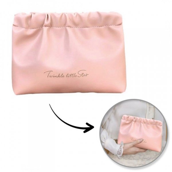 ECARLA Kosmetyczka, saszetka na kosmetyki, wkładki, ekoskóra rozm M Różowa KS145R