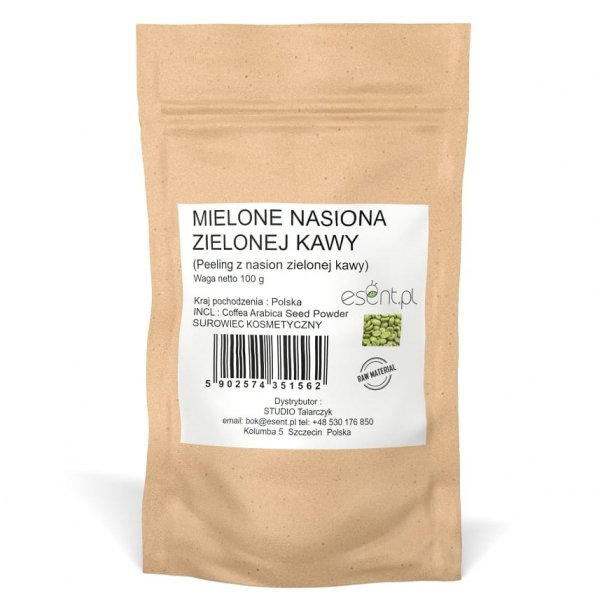 Mielone nasiona zielonej kawy (baza do peelingu), Esent, 100g