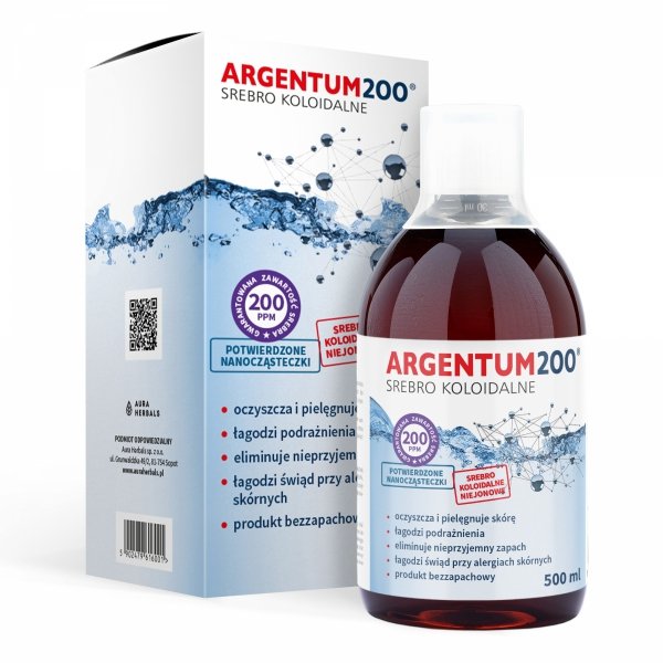 Argentum200 Srebro Koloidalne (200 ppm) Tonik, 500ml