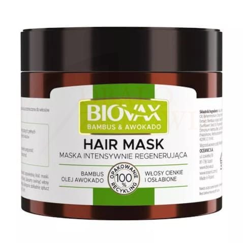 BIOVAX Bambus &amp; Awokado Maska intensywnie regenerująca do włosów cienkich i osłabionych 250 ml