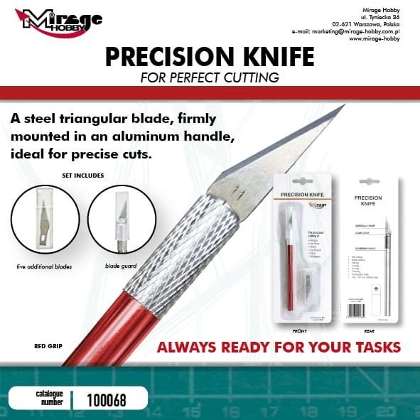 MIRAGE 100068 Precision Knife +  5 blades (RED)