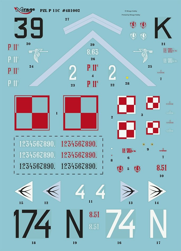 Mirage 481002 1/48 PZL P.11c wersja z bombami