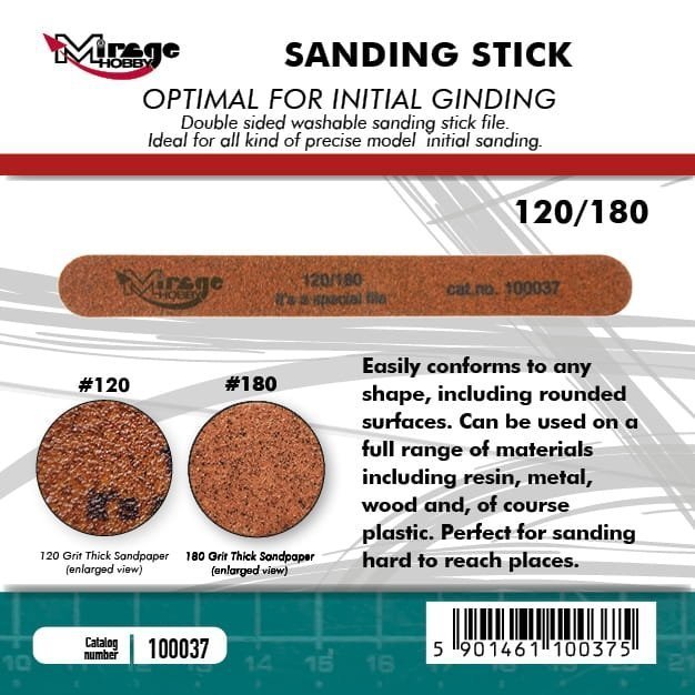 MIRAGE 100037 Pilnik ścierny  / Sanding Stick Double Grid 120/180