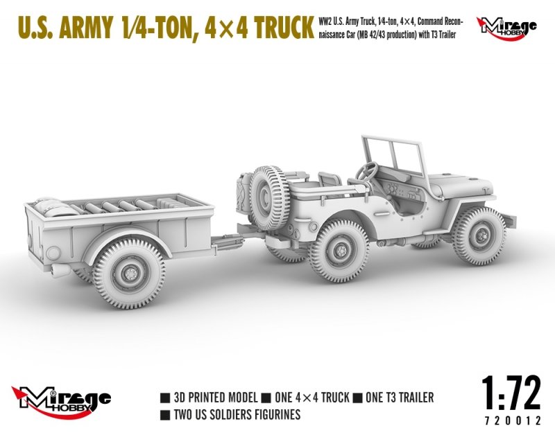 MIRAGE 720012 1:72 U.S. ARMY 1/4‑TON, 4×4 TRUCK 