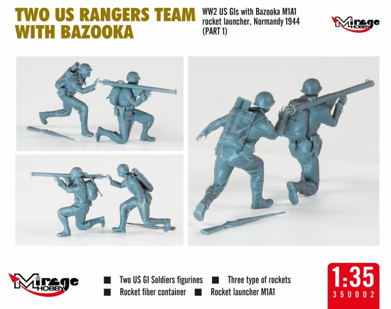 MIRAGE 350002 1:35 TWO US RANGERS TEAM WITH BAZOOKA