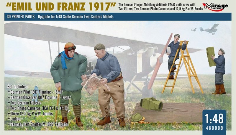 Mirage 480009 1:48 WWI German FA(A) Units Crew 'Emil und Franz 1917' w/Equipment