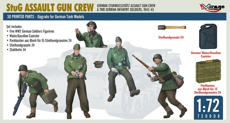 MIRAGE 720008 1:72 StuG ASSAULT GUN CREW