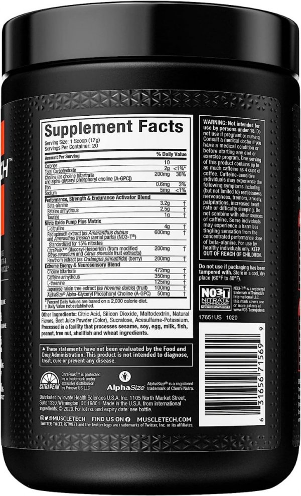 MuscleTech Shatter Pre Workour 335g 