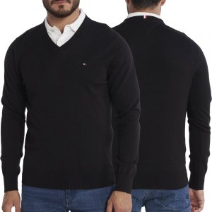 Tommy Hilfiger sweter męski Regular Fit v-neck czarny MW0MW30956-BDS