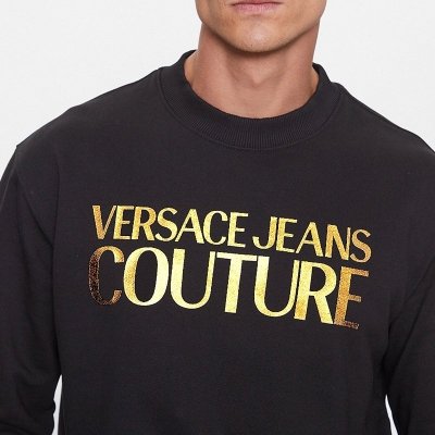 Versace Jeans Couture bluza męska czarna złoty nadruk 75GAIT01