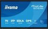 IIYAMA Monitor 75 cali TE7515A-B1AG IPS,4K,40pkt,550cd,DeepContrast-IR+,    HDMI x2,DP,USB-C, 2 x 20W, OPS Slot x1, 5xUSB, 2xRJ45,8-Array,EDLA, WiFi,PiP, iiW