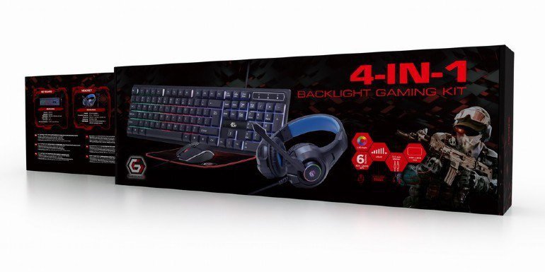 GEMBIRD ZESTAW GAMINGOWY GHOST GGS-UMGL4-02 4W1 KLAWIATURA, MYSZ, PODKŁADKA, SŁUCHAWKI