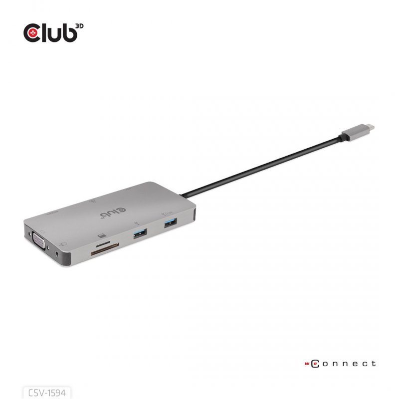 CLUB3D CSV-1594 stacja dokująca USB 3.2 Gen 1 (3.1 Gen 1) Type-C Czarny, Szary