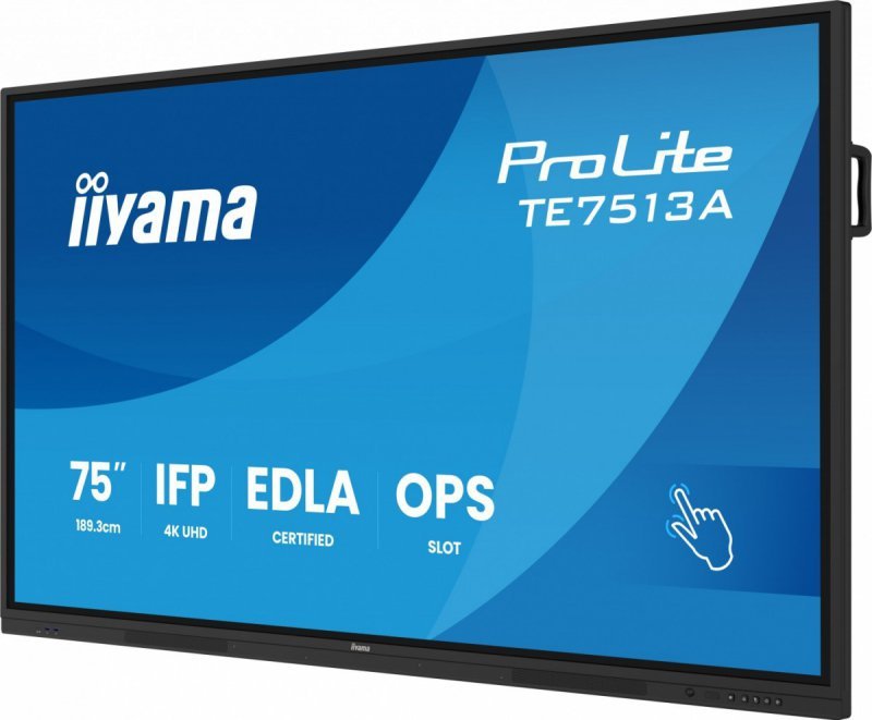 IIYAMA Monitor 75 cali TE7513A-B1AG INFRARED,40pkt,IPS,4K,7H,450cd/m2,      WiFi,USB, ANDROID 14, Google EDLA,2x20W, UCHWYT CIEN