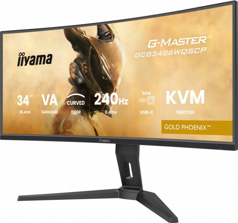IIYAMA Monitor G-Master 34 cale GCB3486WQSCP-B1,VA,UWQHD,240HZ,0.4ms,1500R,HDR400,500cd,21:9,HDMI (2.1), USB-C dock 95W, RJ45, 2