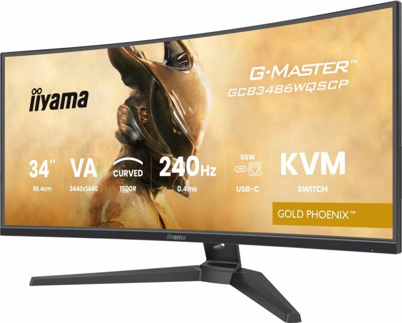 IIYAMA Monitor G-Master 34 cale GCB3486WQSCP-B1,VA,UWQHD,240HZ,0.4ms,1500R,HDR400,500cd,21:9,HDMI (2.1), USB-C dock 95W, RJ45, 2