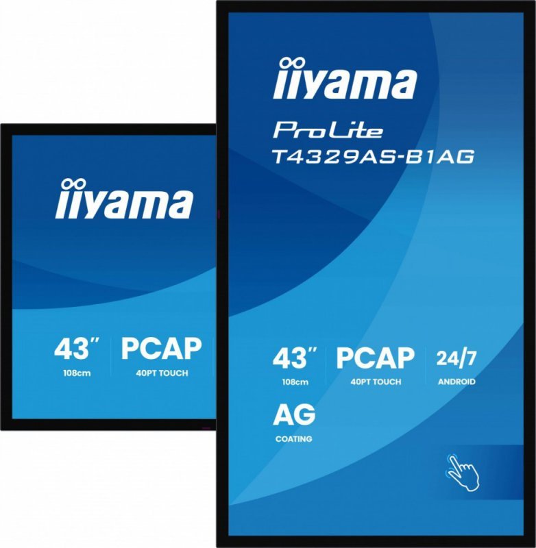 IIYAMA Monitor 43 cale T4329AS-B1AG VA,4K,HDMIx2,USB-C,RJ45,2x10W,WiFi,     Android 14, Signal FailOver, Whiteboard, iiSignage (CMS), iiControl (DMS),   iiS