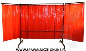 Parawan spawalniczy z ramionami OPEN WELD SOLID 3700x1900 mm z kurtynami foliowymi 