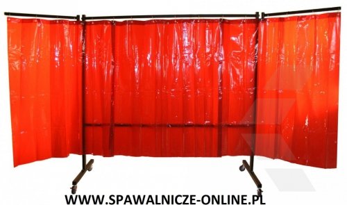 Parawan spawalniczy z ramionami OPEN WELD SOLID  4700x1900 mm z kurtynami foliowymi 