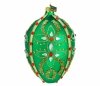 Glass bauble egg 13cm - Rubies on green