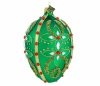 Glass bauble egg 13cm - Rubies on green