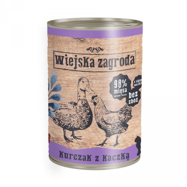 Wiejska Zagroda dla kota kurczak z kaczką puszka 400g