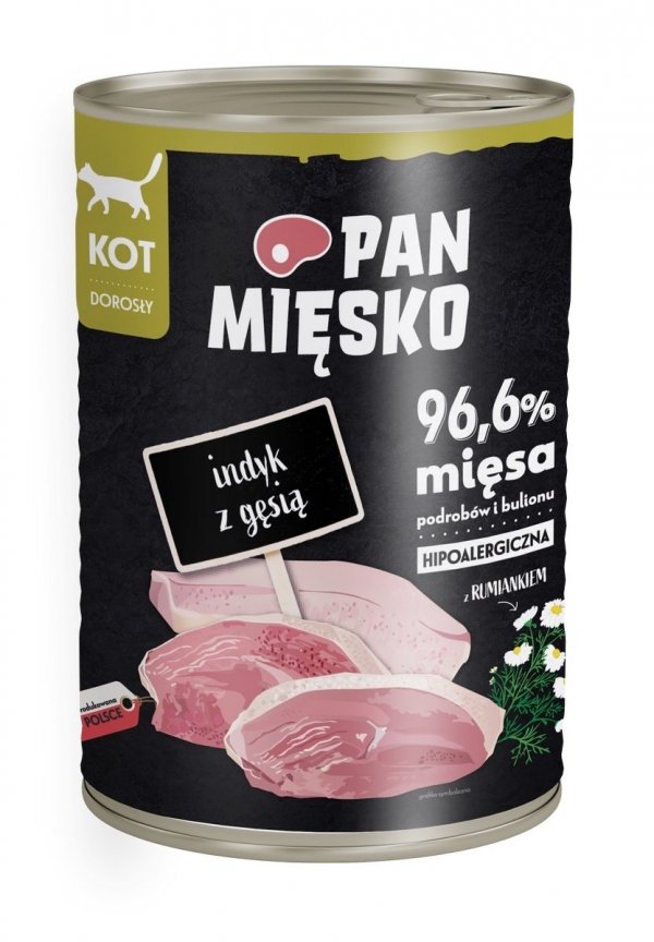 Pan Mięsko dla kota Indyk z gęsią 400g
