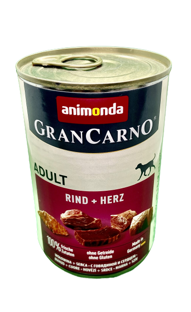 Puszka karmy Animonda Gran Carno wołowina z sercami dla dorosłych psów 400g.