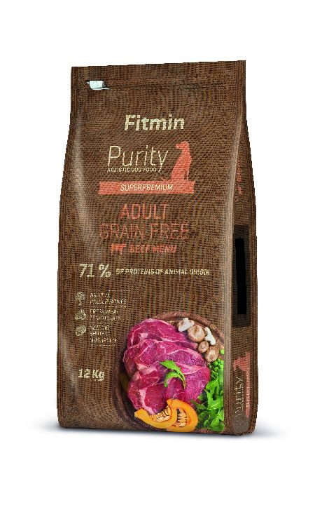 opakowanie suchej karmy Fitmin Purity dog Grain Free Adult Beef 12kg