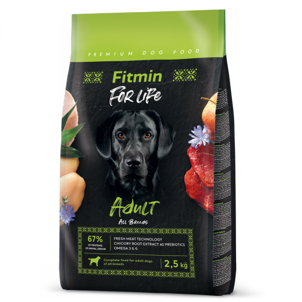 opakowanie suchej karmy Fitmin dog For Life Adult 2,5kg