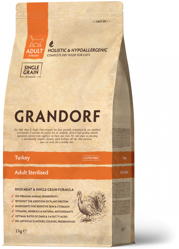 Grandorf Adult Cat Sterilised - Turkey 2kg.