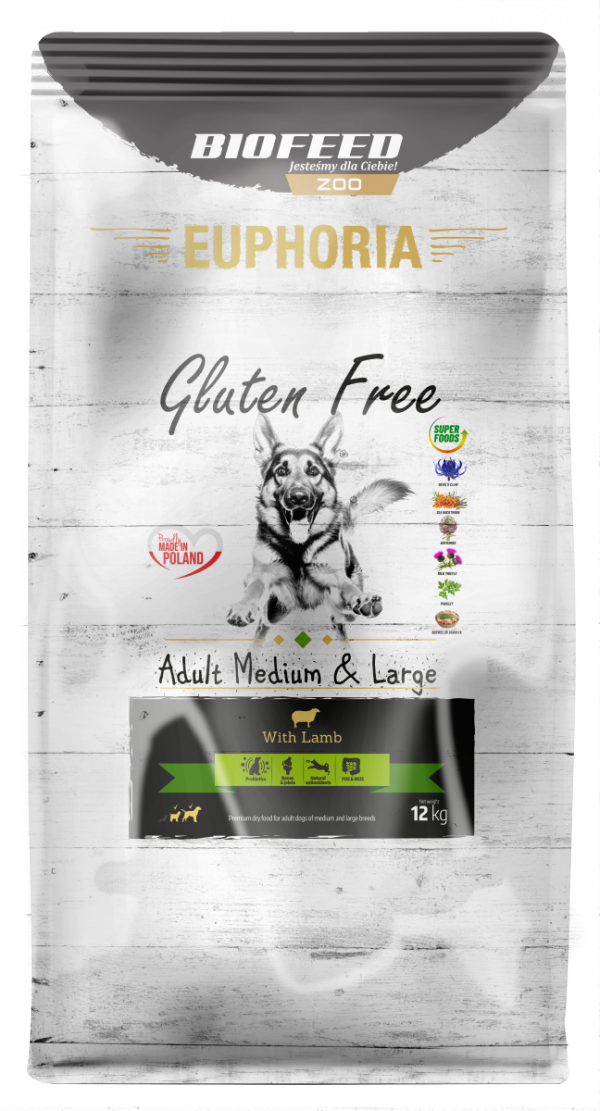 Biofeed Euphoria Adult Medium &amp; Large Dog with Lamb 12kg.