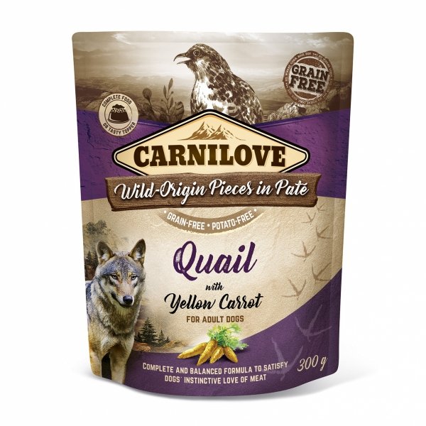CARNILOVE DOG POUCH QUAIL&amp;YELLOW CARROT 300g