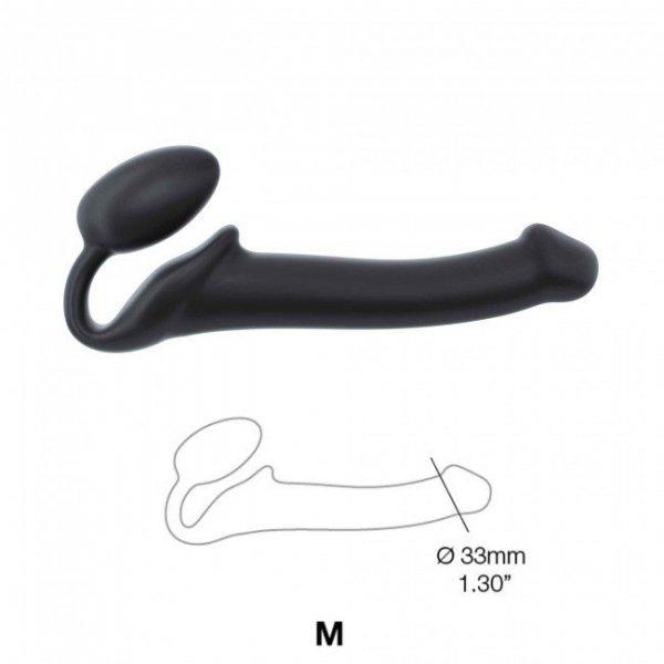 Podwójne dildo Strap-on-me Silicone bendable strap-on M Black