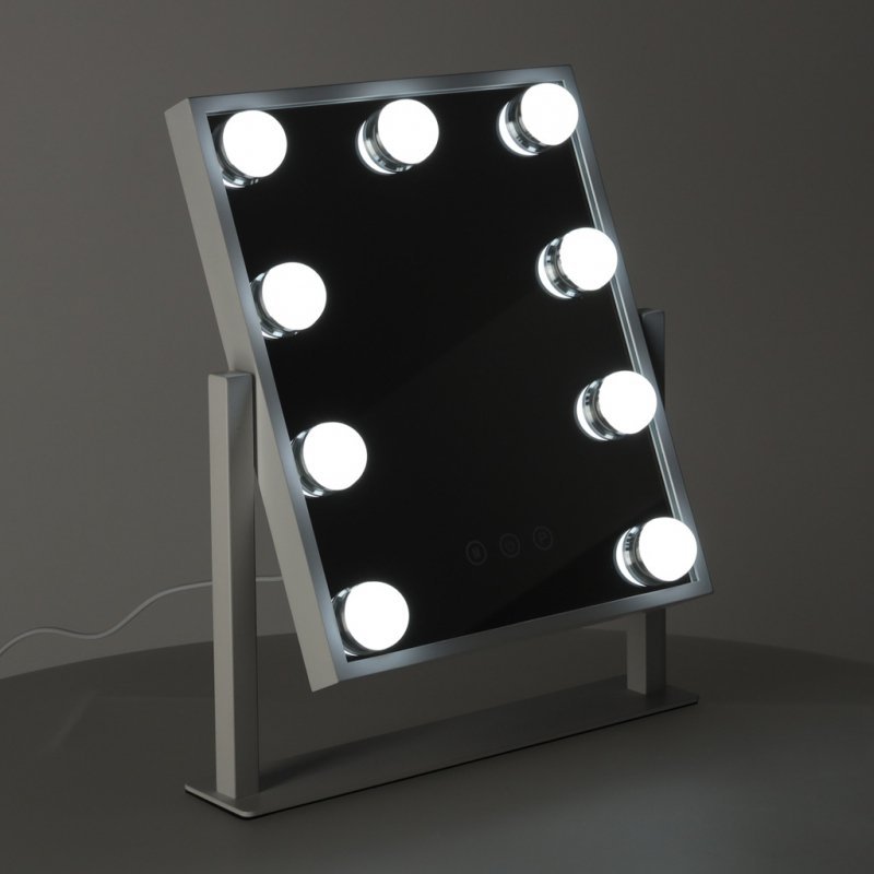 Lusterko do makijażu kosmetyczne podświetlane 9 LED Hollywood z 9 żarówkami USB 25 x 30 cm