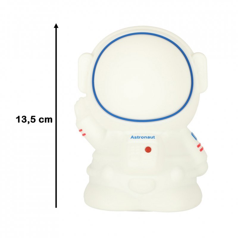 Lampka nocna dla dzieci silikonowa dotykowa miękka 8 LED USB RGB biała astronauta