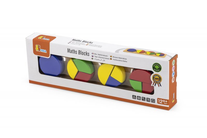 VIGA Drewniana Układanka Klocki Matematyczne Ułamki 10 Klocków Montessori