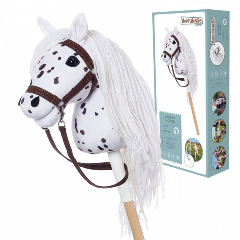 Tootiny Koń na kiju Hobby Horse HOPPIHORSE A4 Leopard - biały, maść tarantowata