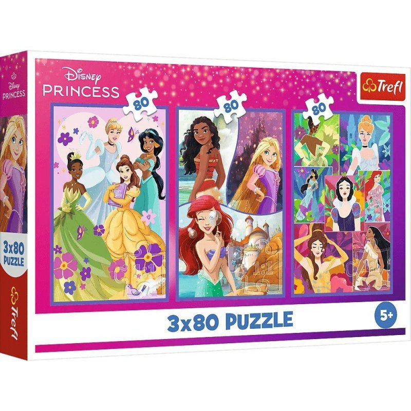 Trefl Puzzle 3x80 elementów Księżniczki i przyjaciółki Disney